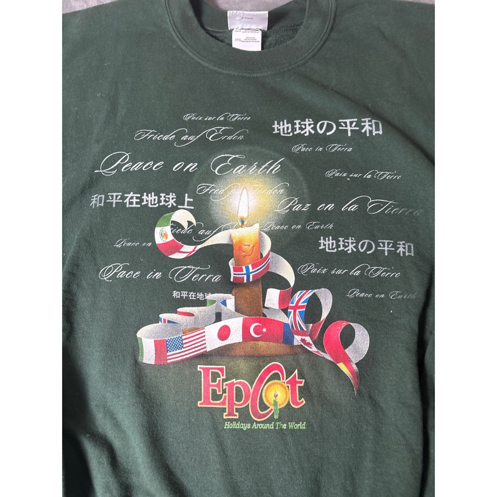 Disney Epcot Holidays Around the World Sweatshirt Green 3XL Peace on Earth